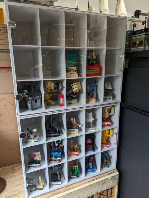 DIY Doors to Defend Your LEGO Display From Dust - BrickNerd - All things LEGO and the LEGO fan community Diy Doors, Overlay Hinges, Lego Organization, Teenager Bedroom Boy, Acrylic Door, Lego Display, Step Drill, Lego Pieces, Boy Bedroom