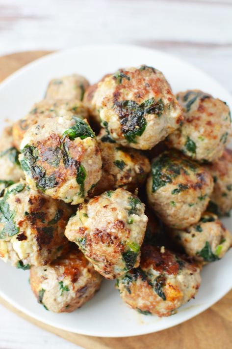 Turkey Feta Spinach Meatballs Recipe Greek Turkey Meatballs With Spinach And Feta, Turkey And Feta Meatballs, Turkey Feta Meatballs With Orzo, Turkey Feta Meatballs And Lemon Crema, Turkey Meatball Pita, Ground Turkey Feta Meatballs, Healthy Greek Turkey Meatballs, Turkey And Chicken Meatballs, Turkey Feta Spinach Meatballs