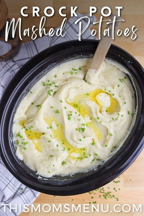 Crock Pot Mashed Potatoes Mashed Potato Crockpot Recipes, Mash Potato Recipes Crock Pot, Slow Cooked Mashed Potatoes, Slower Cooker Mashed Potatoes, Slow Cooker Mash Potatoes Recipe, Best Crock Pot Mashed Potatoes, Crock Mashed Potatoes, Thanksgiving Potatoes Crock Pot, Homemade Mashed Potatoes Crock Pot