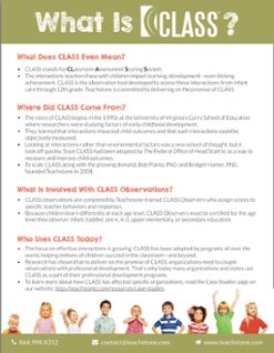 A quick one-sheet guide to the CLASS tool. Class Observation Tool, Teachstone Class Observation, Class Observation Preschool, Teacher Observation, Mentor Teacher, Student Assessment, Instructional Coaching, Early Childhood Development, Childhood Development