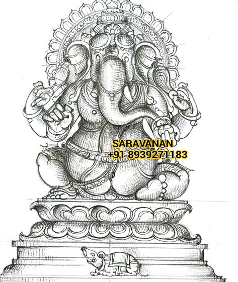 Vinayagar Drawing, Temple Drawing Indian Simple, Hindu Statues Goddesses, Temple Drawing, Historical Sculptures, Canvas Art Painting Acrylic, Ancient Drawings, Ganesh Art Paintings, Pencil Drawings For Beginners