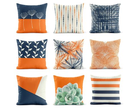 Raindrop Pattern, Orange Outdoor Pillows, Decorative Pillows For Couch, Navy Throw Pillows, Navy Throw, Modern Cushions, Yellow Throw Pillows, Orange Throw Pillows, Living Room Orange