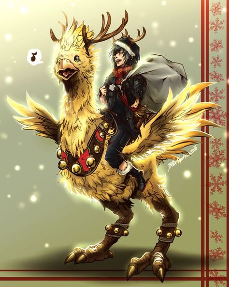 Noctis and Chocobo ||| Final Fantasy XV Fan Art Final Fantasy Christmas, Noctis Final Fantasy Xv, Fantasy Christmas, Prompto Argentum, Fantasy Animals, Final Fantasy Artwork, Nerdy Things, Final Fantasy Xv, Just Beautiful