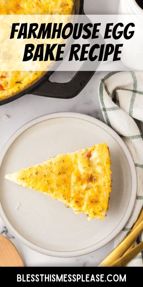 This Farmhouse Egg Bake is a summer favorite, packed with veggies, eggs, and cheese. It takes just 30 minutes to make! Egg Bake Recipes, Main Dishes Crockpot, The Best Breakfast Casserole, Veggie Egg Bake, Egg Bake Recipe, Easy Egg Bake, Egg Bake Casserole, Oven Baked Eggs, Farmhouse Eggs