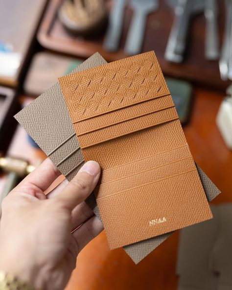 . Making a cardwallet for custom order. Bespoke leather goods Dm for more info . #leatherworks Made in HongKong Gold Phone, Mens Wallet, Leather Crafts, Craft Bags, Leather Goods, Leather Craft, Wallet Men, Bag Making, Custom Orders