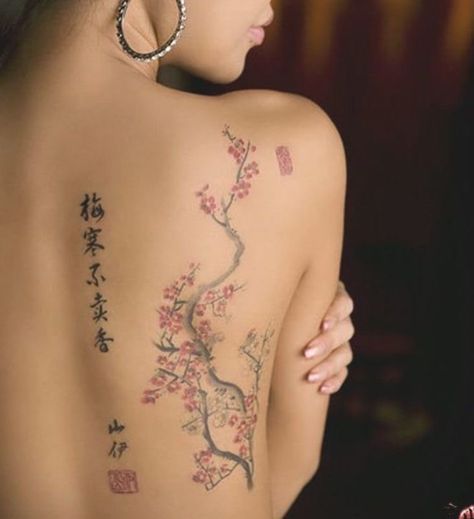 Cherry Blossom, A Woman, Blossom, Cherry, Writing, Tattoos