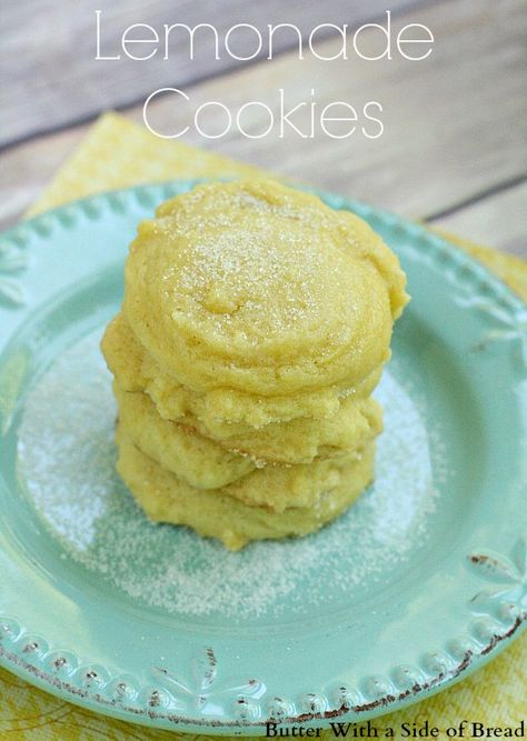 Lemonade Cookies - Butter With a Side of Bread Lemonade Concentrate Recipe, Cinnamon Oatmeal Muffins, Lemonade Cookies, Lemonade Concentrate, Lime Recipes, Lemon Dessert Recipes, Frozen Lemonade, Lemon Cookies, Lemon Desserts