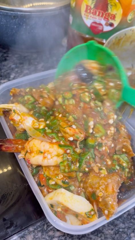 @myfoodbyhilda shared a video on Instagram: “Seafood okra of life this is what I call pot to mouth soup the taste is amazing filled with amazing flavors #seafoodokro #okra #reels” • May 10, 2022 at 9:21am UTC Seafood Okro Soup, Seafood Okra Soup, Seafood Okro, Okro Soup, Okra Soup, Nigeria Food, African Recipes Nigerian Food, African Foods, Nigerian Recipes