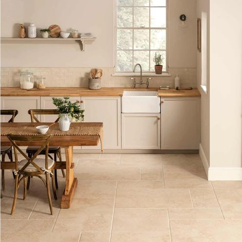 Beige Tile Kitchen, Beige Floor Tile, Contemporary Tile, Neutral Kitchen, Beige Tile, Casa Country, Beige Kitchen, Tile Trends, Kitchen Floor Tile