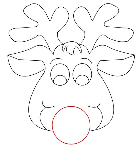 Rudolph+Reindeer+Template Reindeer Printable, Christmas Ornament Template, Reindeer Craft, Reindeer Head, Ornament Template, Face Template, Reindeer Face, Christmas Stencils, Christmas Ornament Pattern