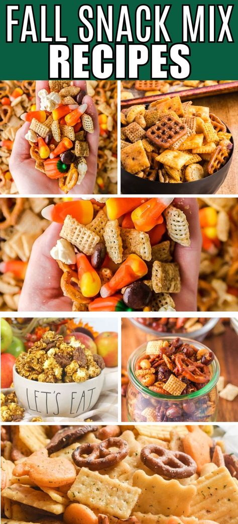 Make Your Own Chex Mix Bar, Sweet And Salty Fall Snack Mix Recipes, Fall Snack Table Ideas, Fun Fall Snacks For Party, Fall Snack Ideas For Adults, Savory Late Night Snacks, Fall Party Snacks For Kids School, Chex Mix Fall, Thanksgiving Chex Mix Recipes