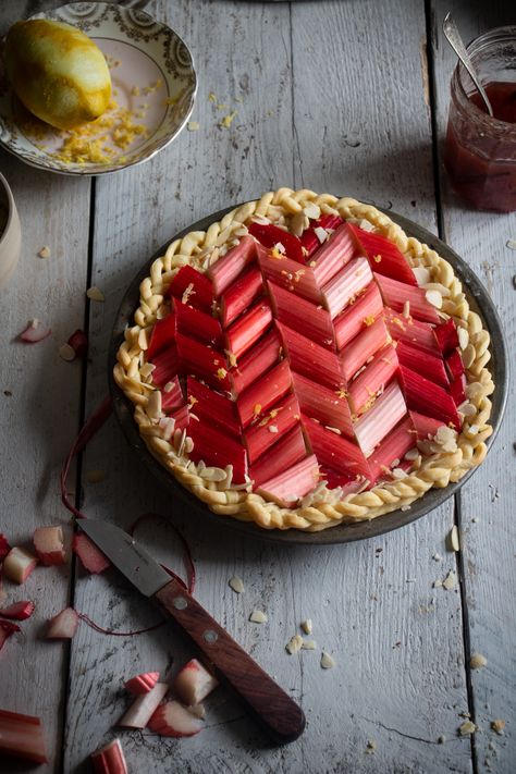 Rhubarb frangipane tart Twigg Studios, Best Rhubarb Recipes, Lemon Chess Pie, Stem Ginger, Ginger Jam, Frangipane Tart, Bakewell Tart, Rhubarb Recipes, London Food