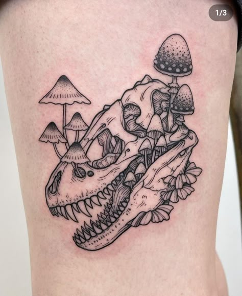 Ally Tattoo, Tyrannosaurus Rex Skull, T Rex Tattoo, Armband Tattoos, Dinosaur Tattoos, Cool Wrist Tattoos, Funky Tattoos, Mushroom Tattoos, Skeleton Tattoos