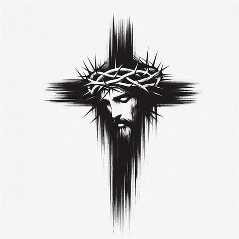 Jesus Cross Tattoo Design, Jesus Cross Tattoo, Tattoo Jesus Cristo, Polka Tattoo Designs, Acab Tattoo, Jesus Christ Tattoo, Trash Polka Tattoos, Unique Cross Tattoos, Jesus Tattoo Design