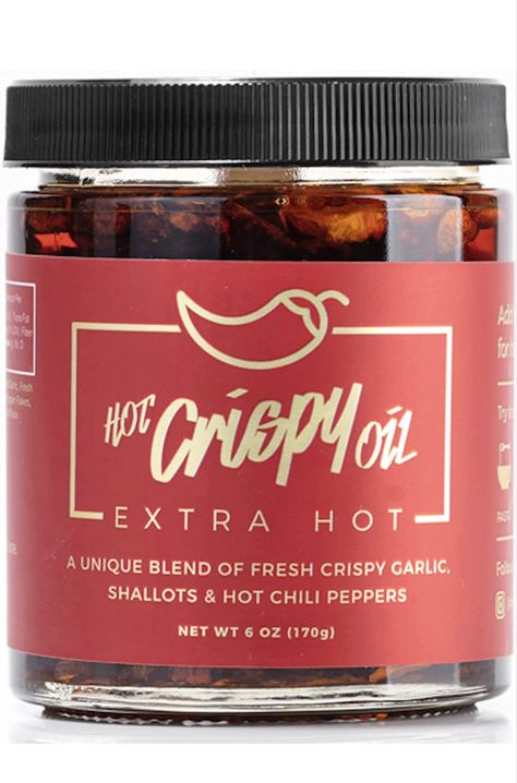 Hot Crispy Oil -Infused Extra Virgin Olive Oil Blend With Fresh Fried Garlic, Chili Pepper, Shallots -All Natural Gluten Free Chili Crispy Flavored Oil - Tastes Great On Everything - 6oz Extra Hot Chili Crunch, Mexican Chili, Chili Crisp, Fried Garlic, Fruit Labels, Hot Chili Sauce, Gluten Free Chili, Fried Shallots, Garlic Fries