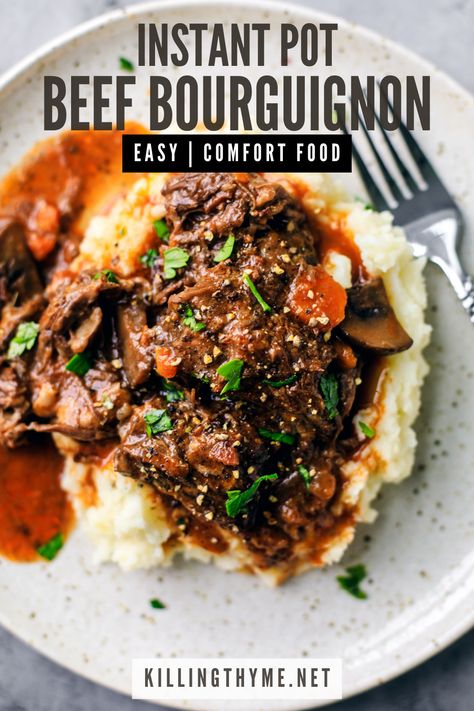 Instant Pot Beef Bourguignon, Thyme Recipes, Drink Inspiration, Potted Beef, Pan Meals, Easy Comfort Food, Instant Pot Dinner Recipes, Julia Child, Think Again