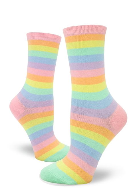 Pastel Socks, Womens Knee High Socks, Rainbow Socks, Sock Lovers, Women Crew Socks, Apparel Merchandising, Pastel Stripes, Women's Socks, Next Fashion