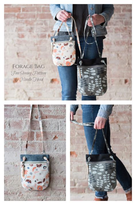 Fabric Forage Bag Free Sewing Pattern Foraging Bag Pattern, Bag Free Sewing Pattern, Foraging Bag, Fabric Art Diy, Sewing Tutorials Bags, Big Handbags, Fabric Sewing Patterns, Free Sewing Pattern, Bags Tutorial