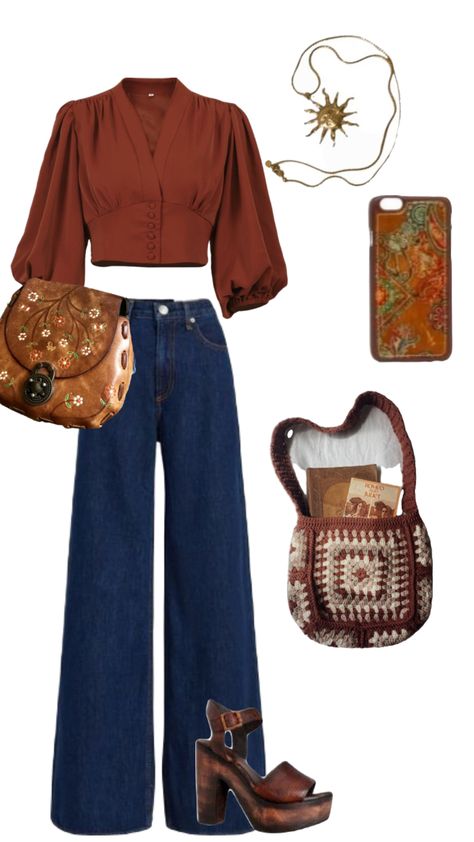 #vintageaesthetic #vintage #vibes #outfitinspo #outfit #seventies #retro #aesthetic Vintage Vibes Outfit, Seventies Fall Fashion, Boho Outfits 70s, Retro 60s Outfits, 70s Modern Outfits, Vintage 60s Aesthetic Outfits, Outfit Ideas For Italy In September, Retro Vintage Outfits Aesthetic, Retro Core Outfits