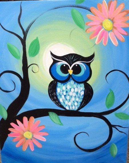 Image result for easy bird paintings on canvas for beginners Moon, Canvas, Flowers, Art