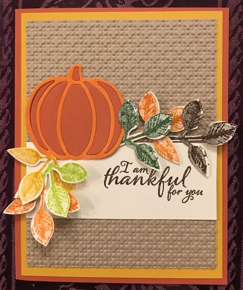 Cards With Pumpkins, Thanksgiving Diy Cards, Pumpkin Cards Handmade, Stampin Up Fall Fest Cards, Thanksgiving Cards For Kids, Stampin Up Thanksgiving Cards, Stampin Up Thanksgiving, Stampin Up Rustic Harvest Cards, Pumpkin Cards Fall