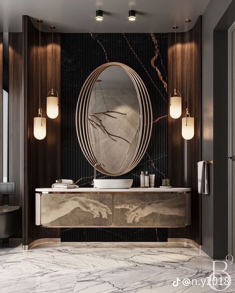 Modern Powder Room Design, Basin Counter, Powder Room Design Ideas, Studio Bathroom, Gold Lighting, Elegant Bathroom Design, Massachusetts Boston, Boston Usa, Washbasin Design