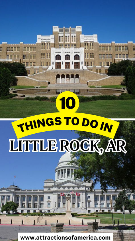 10 things to do in Little Rock, AR with image of Arkansas State Capitol, Little Rock Central High School National Historic Site. Little Rock Arkansas Things To Do In, Arkansas Hot Springs, Places To Visit In Arkansas, Crater Of Diamonds, Harrison Arkansas, Things To Do In Arkansas, Zoo Photos, Arkansas Travel, Hot Springs National Park