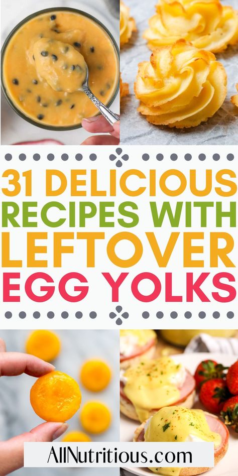 Recipes With Egg Yolks, Leftover Egg Yolks Recipes, Egg Yolk Recipe, Yolk Recipes, Egg Yolk Uses, Egg Yolk Recipes, Cured Egg Yolk, Healthy Deviled Eggs, Cured Egg