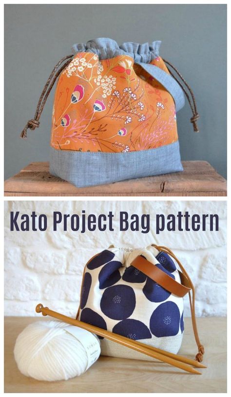 Project Bag Pattern, Knitting Bag Sewing Pattern, Knitting Bag Sewing, Drawstring Bag Pattern, Tote Crochet, Knitting Bag Pattern, Bag Pattern Free, Modern Bag, Knitting Project Bag