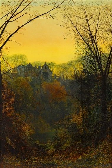 Artwork by John Atkinson Grimshaw, Twilight, Made of Oil on card laid down on panel John Atkinson Grimshaw, Atkinson Grimshaw, Antoine Bourdelle, Mary Cassatt, Robert Mapplethorpe, European Paintings, Lightning Strikes, Henri Matisse, Art Plastique