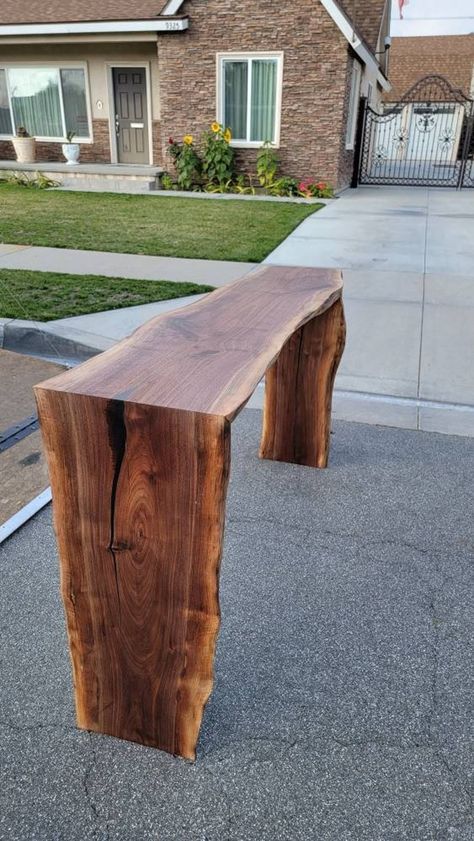 Cherry Live Edge Table, Waterfall Live Edge Table, Console Table Live Edge, Live Edge Waterfall Table, Live Edge Dresser, Diy Live Edge Table, Waterfall Tables, Live Edge Entry Table, Live Edge Bar Table