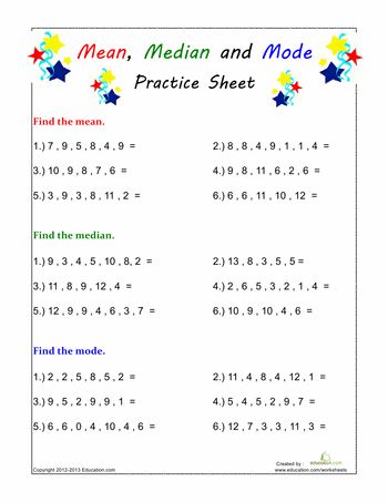 Worksheets: Find the Mean, Median and Mode Basic Statistics, Mean Median Mode, Mean Median And Mode, Studying Math, 5th Grade Math, 4th Grade Math, Math Class, Math Worksheet, Learning Math