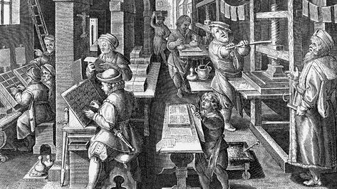 Copper engraving after a late 16th-Century image of Dutch typesetters (Credit: Alamy) Johannes Gutenberg, France Culture, Copper Engraving, Book Of Psalms, Church Of England, Printed Matter, Print Calendar, Printing Press, Woodblock Print