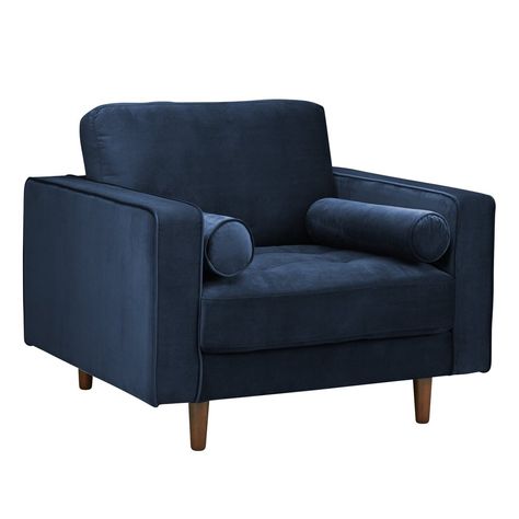 Inga chair - Poly and Bark Navy Blue Accent Chair, Oversized Reading Chair, Glam Chair, Oversized Armchair, Blue Accent Chairs, Poly & Bark, Reading Chair, Blue Chair, Velvet Armchair