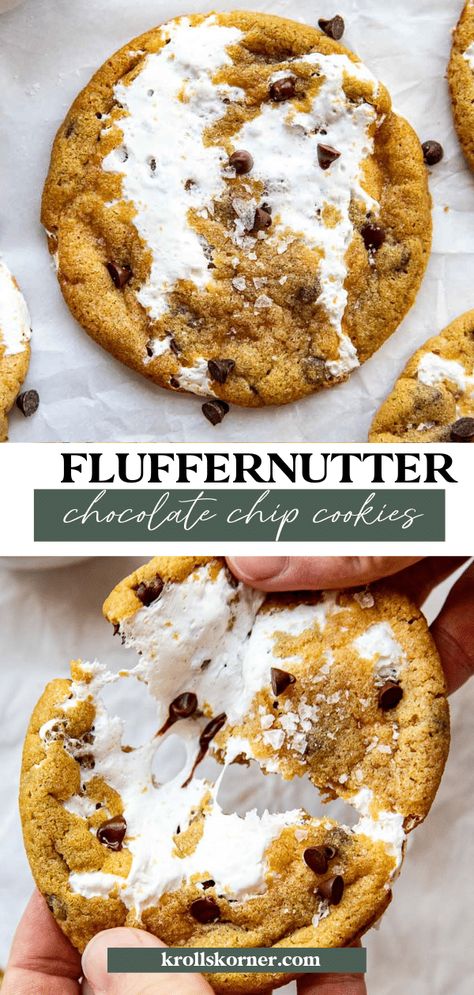 Fluffernutter Chocolate Chip Cookies, Fluffanutter Cookies, Fluffer Nutter Cookies, Flutternutter Cookies, Krolls Cookies Recipe, Peanut Butter And Marshmallow Fluff, Fluffernutter Sandwich, Fluffernutter Cookies, Cookbook Inspiration