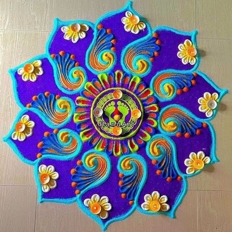 Hard Rangoli Designs, Finger Tricks, Navratri Rangoli, Rangoli Designs For Diwali, Leaf Decor Wedding, Diwali Rangoli Designs, Designs Rangoli, Pongal Kolam, Rangoli Diwali