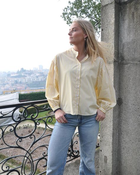 ☀️adding a touch of sunshine to your wardrobe. the ELLI shirt is now available in a yellow and white stripe. casual and comfortable to wear. the shirt is designed in a boxy fit with voluminous sleeves and a fine cuff. easy to style for parties and your everyday outfit Voluminous Sleeves, Everyday Outfit, The Shirt, Everyday Outfits, White Stripe, Cuff, Wardrobe, Yellow, How To Wear