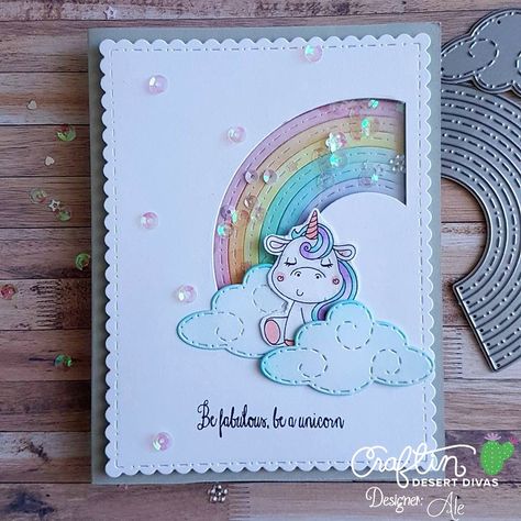 Happy Birthday Cards Handmade, Unicorn Birthday Cards, Unicorn Card, Mft Cards, Girl Birthday Cards, Rainbow Card, Birthday Card Design, Kids Birthday Cards, Birthday Cards Diy