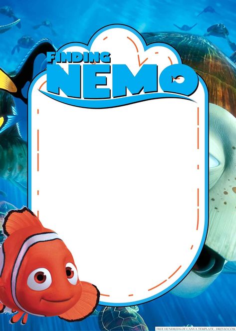 Nemo Birthday Invitations, Finding Nemo Poster, Finding Nemo Birthday Invitations, Finding Nemo Birthday Cake, Nemo Birthday Party, Finding Nemo Birthday, Nemo Birthday, Underwater Theme, Free Canva Templates