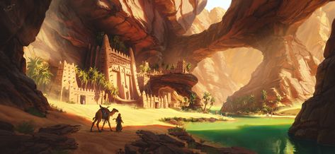 ArtStation - Tuareg Hideout, Victor Sales Fantasy Cities, Sahara Desert, Fantasy City, Fantasy Map, Fantasy Art Landscapes, Fantasy Concept Art, Environment Design, Environment Concept Art, Environmental Art