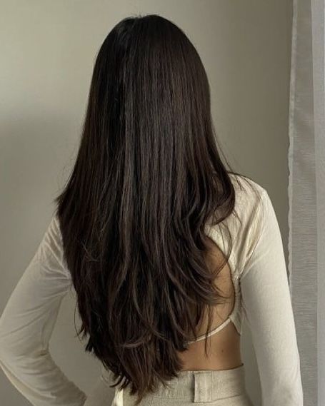 Thick Straight Hair With Layers, V Cut Hair, V Hair, Haircut 2024, Haircuts For Long Hair With Layers, Hair Inspiration Long, Tutorial Ideas, Hair Trim, Hairstyles For Layered Hair