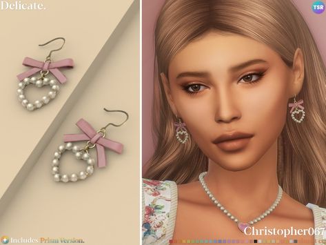 The Sims Resource - Delicate Earrings Sims 4 Cc Heart Furniture, Sims 4 Cc Coquette Accessories, Sims 4 Cc Girly Furniture, Coquette Sims 4 Cc Furniture, Sims 4 Cc Accessories Earrings, Sims 4 Cc Coquette Clothes, Sims4 Earrings, Sims Earrings, Earrings Sims 4 Cc