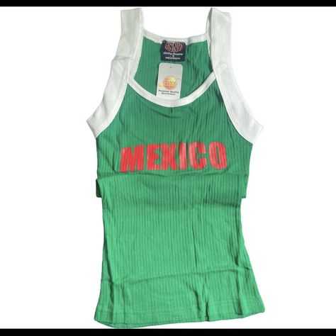 Mexico Tank Top, Mexico Shirt, Roblox Group, Mexico Shirts, Minimal Wardrobe, Shirt Outfits, Vintage Mexico, Ribbed Tank Top, Dress Hats