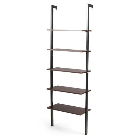 Mercury Row® Bontang 72'' H x 24'' W Steel Ladder Bookcase & Reviews | Wayfair Simple Bookcase, Ladder Storage, Framed Plants, Open Bookshelves, Ladder Bookshelf, Ladder Rack, 5 Shelf Bookcase, Shelf Wood, Shelf Rack