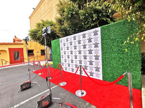 Backdrop Red Carpet, Red Carpet Design Ideas, Diy Red Carpet Rope Stand, Red Carpet Backdrop Design, Red Carpet Photo Booth, Tennis Decorations, Red Carpet Backdrop, Bling Decor, Red Carp