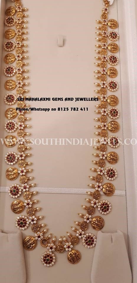 Long Ram Parivar Haram Gold Long Haram Designs, Emerald Haram, Ruby Haram, High Neck Blouses, Formal Jewellery, Gold Haram Designs, Gold Haram, Long Haram, Gold Jewelry Simple Necklace