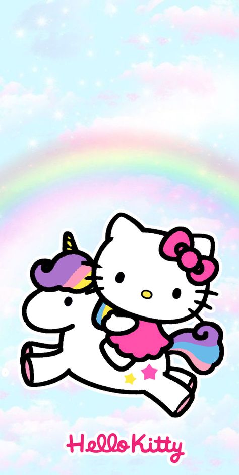 Hello Kitty Unicorn Wallpaper, Hello Kitty Unicorn, Hello Kitty Rainbow, Hello Kitty Clipart, Hello Kitty Theme Party, All Out Anime, Hello Kitty Decorations, Hello Kitty Imagenes, Hello Kitty Photos