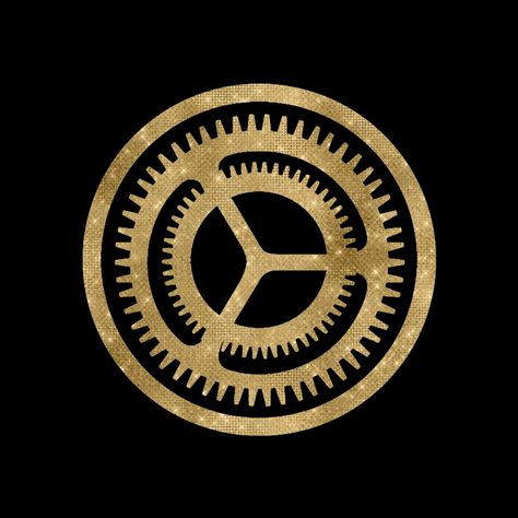 Black And Gold Icons For Apps, Black And Gold Iphone Icons, Setting Logo Aesthetic, Black And Gold Icons, Black And Gold App Icons, Taehyung Layout, Black Asthetics, Gold App Icons, Settings App Icon