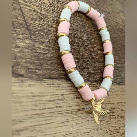 Cute Starfish Cling Bracelet, Handmade All By Myself Cute Starfish, Make Clay Beads, Colorful Bead Bracelets, Clay Bead Necklace, Beaded Braclets, Homemade Bracelets, Preppy Bracelets, All By Myself, Bracelet Inspo