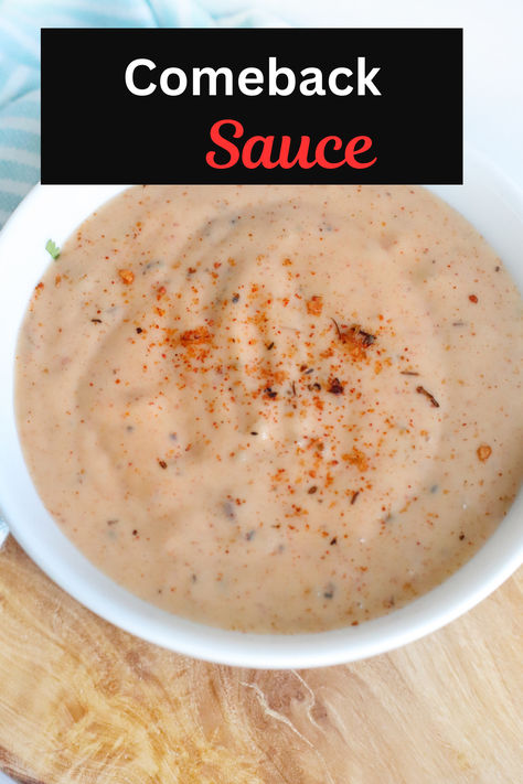 This delicious Comeback Sauce Recipe is perfect for dipping chicken, fries, and vegetables or as a flavorful condiment for burgers and sandwiches. With a creamy, tangy, and spicy kick, it's a versatile sauce that will elevate any meal! Comeback Sauce Recipe, Chicken Dipping Sauce, Donkey Sauce, Comeback Sauce, Chicken Fries, Dipping Sauces For Chicken, Blooming Onion, Homemade Pantry, Air Fryer Chicken Wings